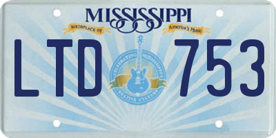 MS license plate LTD753