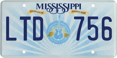 MS license plate LTD756