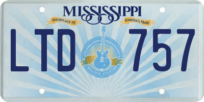 MS license plate LTD757