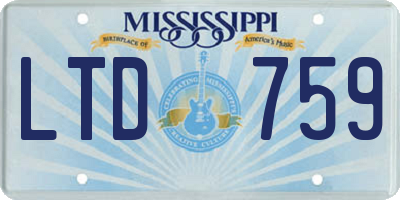 MS license plate LTD759