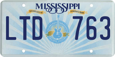 MS license plate LTD763