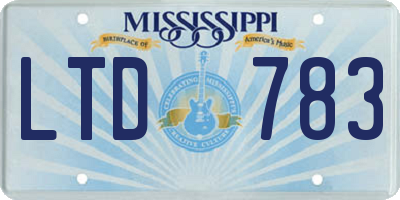 MS license plate LTD783