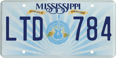 MS license plate LTD784