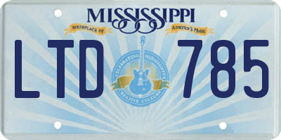 MS license plate LTD785