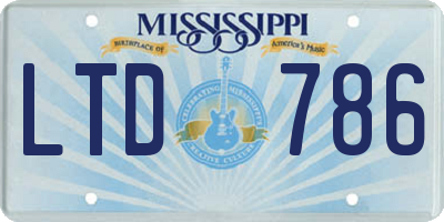 MS license plate LTD786