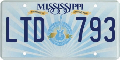 MS license plate LTD793