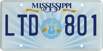 MS license plate LTD801