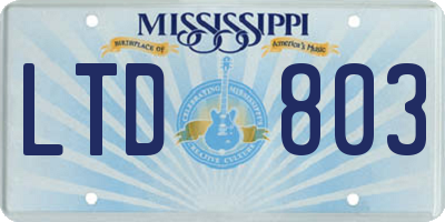 MS license plate LTD803