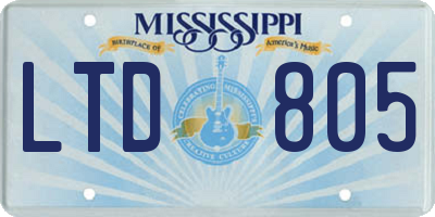 MS license plate LTD805
