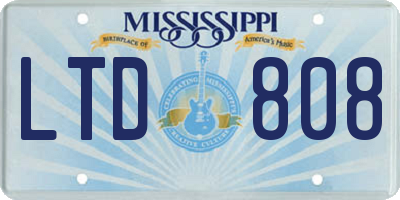 MS license plate LTD808
