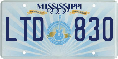 MS license plate LTD830