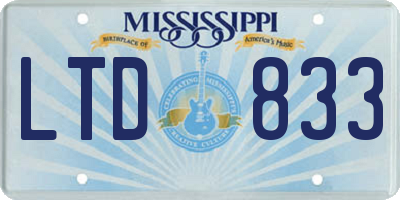 MS license plate LTD833