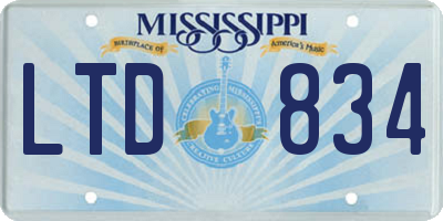MS license plate LTD834