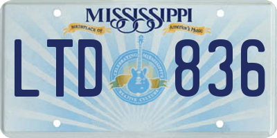 MS license plate LTD836