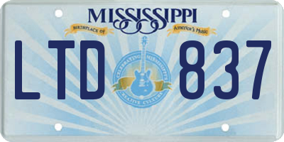 MS license plate LTD837