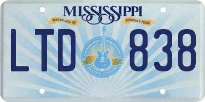 MS license plate LTD838