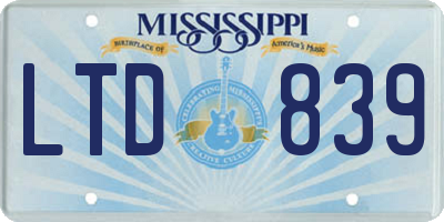 MS license plate LTD839