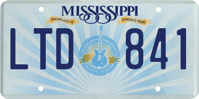 MS license plate LTD841