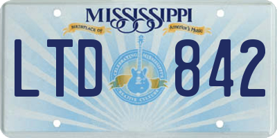 MS license plate LTD842
