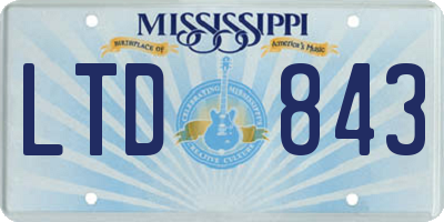 MS license plate LTD843