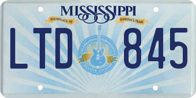 MS license plate LTD845