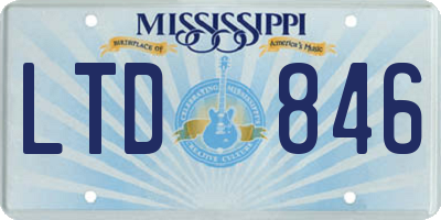 MS license plate LTD846