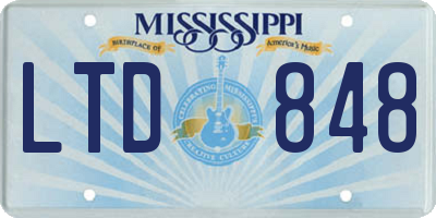 MS license plate LTD848