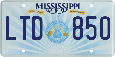 MS license plate LTD850