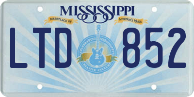 MS license plate LTD852