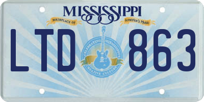 MS license plate LTD863
