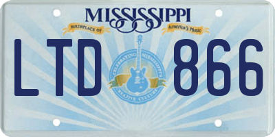 MS license plate LTD866