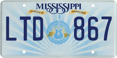 MS license plate LTD867