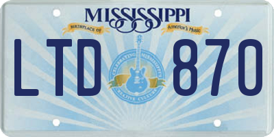 MS license plate LTD870