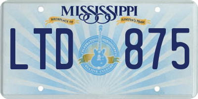 MS license plate LTD875
