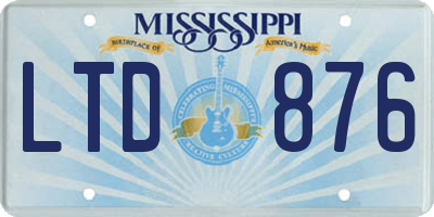 MS license plate LTD876