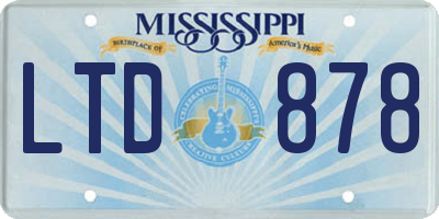 MS license plate LTD878