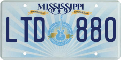 MS license plate LTD880
