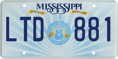 MS license plate LTD881