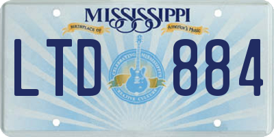 MS license plate LTD884