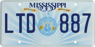 MS license plate LTD887
