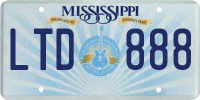 MS license plate LTD888
