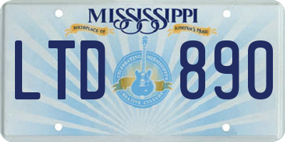 MS license plate LTD890