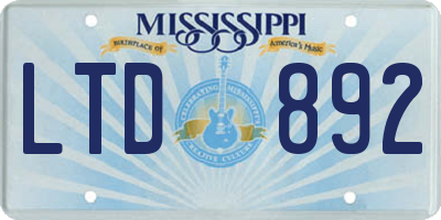 MS license plate LTD892