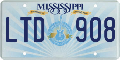 MS license plate LTD908