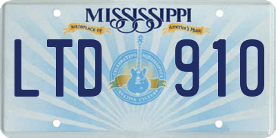 MS license plate LTD910
