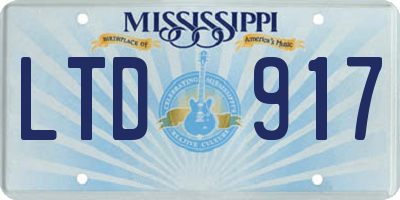 MS license plate LTD917