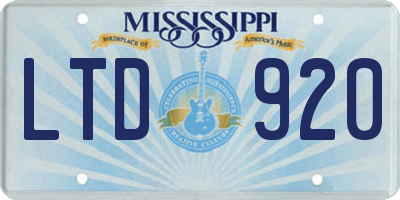 MS license plate LTD920