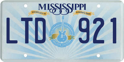 MS license plate LTD921