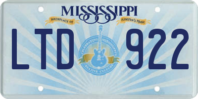 MS license plate LTD922