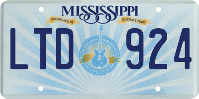 MS license plate LTD924